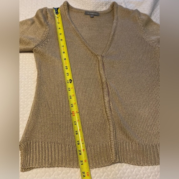 NY Collection Beige Button up Cardigan V-Neck Sweater, Small - Picture 8 of 8